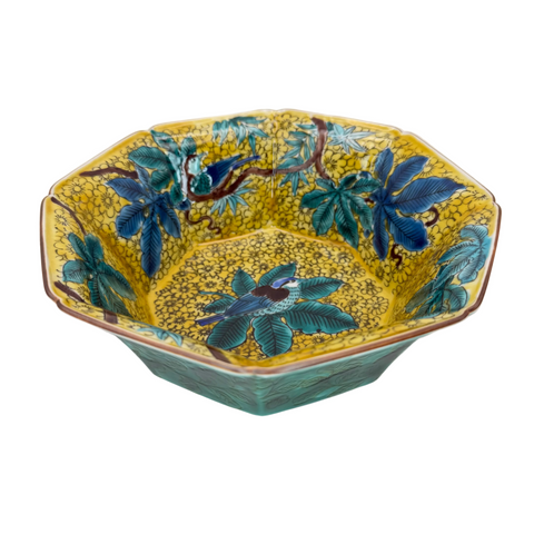 Large Kutani bowl with birds
