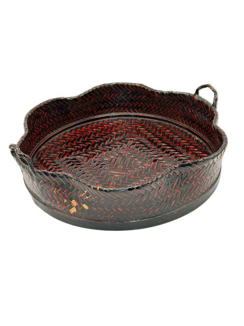 Negoro lacquered woven tray