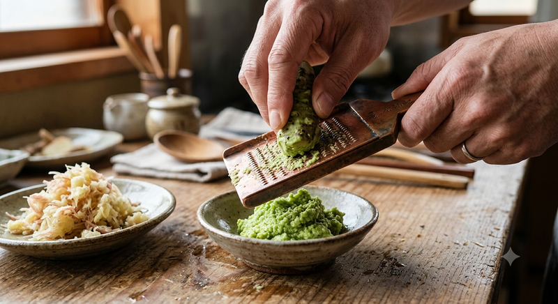 Wasabi et gingembre frais râpés