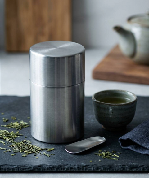 Tsubame-Sanjo stainless steel tea canister