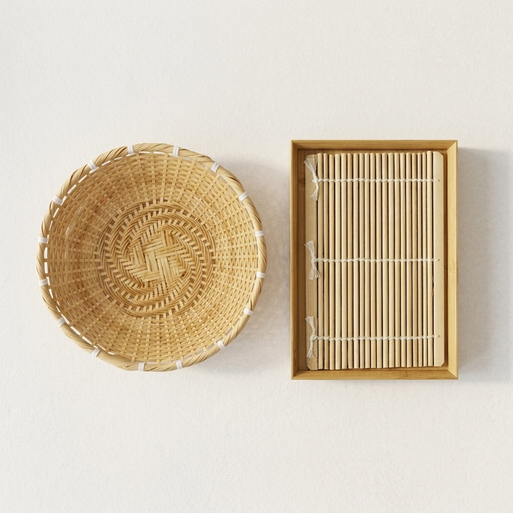 Coffret Soba d'été Dogou, plateau à soba et zaru tressé main, vue 3