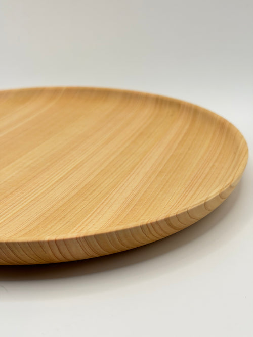 Assiette plate, bois tourné