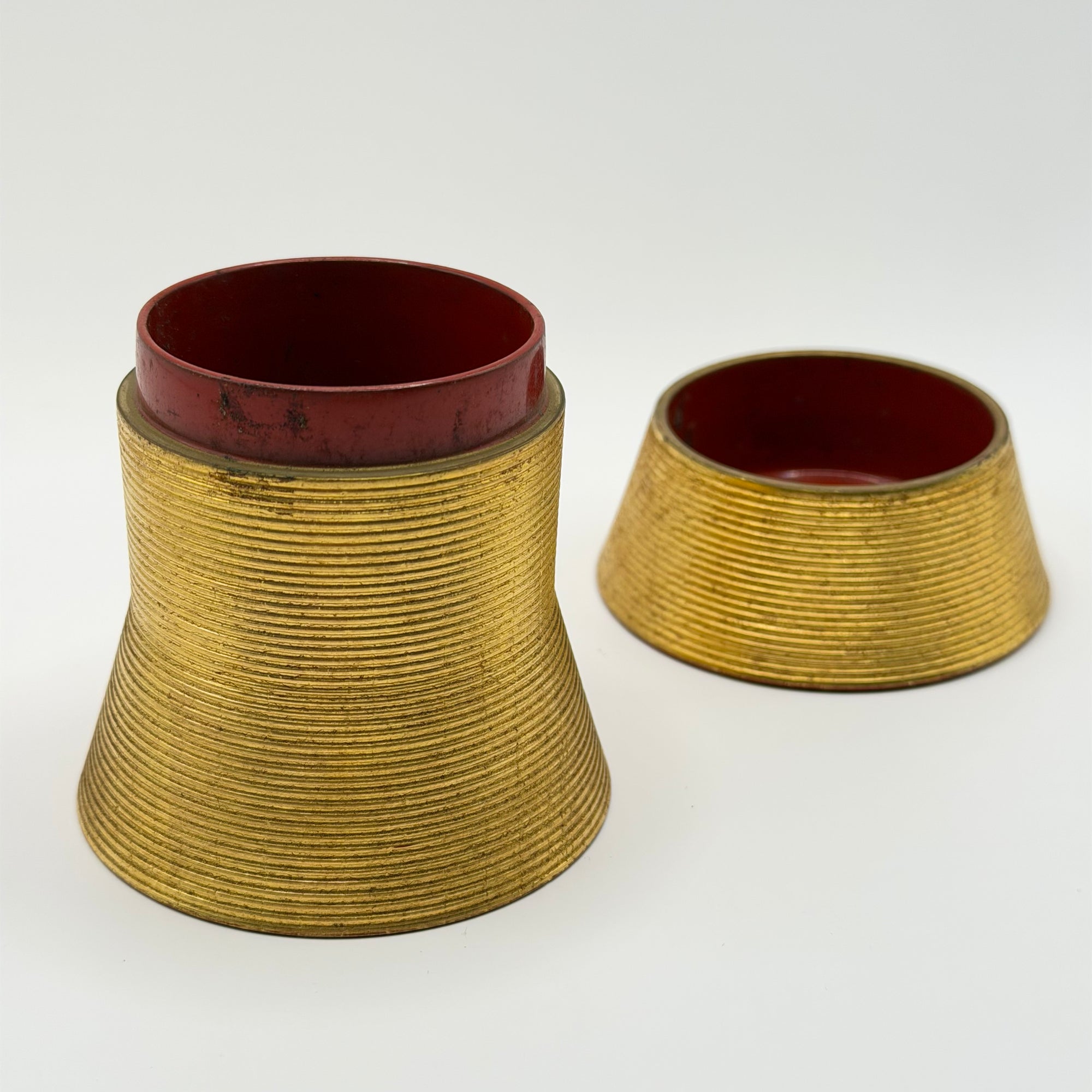 Pot à Matcha Doré à la Laque, Pièce Vintage de Collection