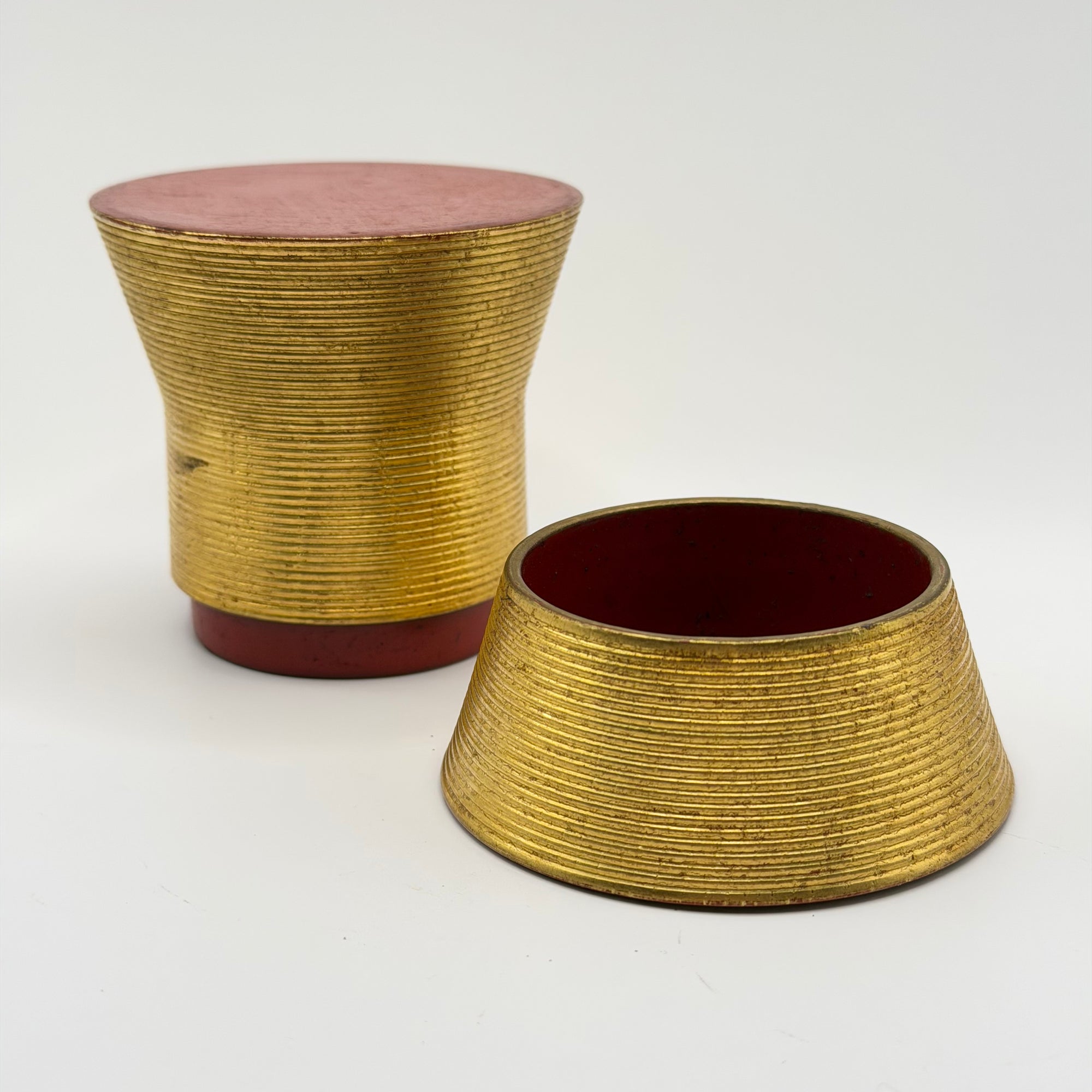 Pot à Matcha Doré à la Laque, Pièce Vintage de Collection