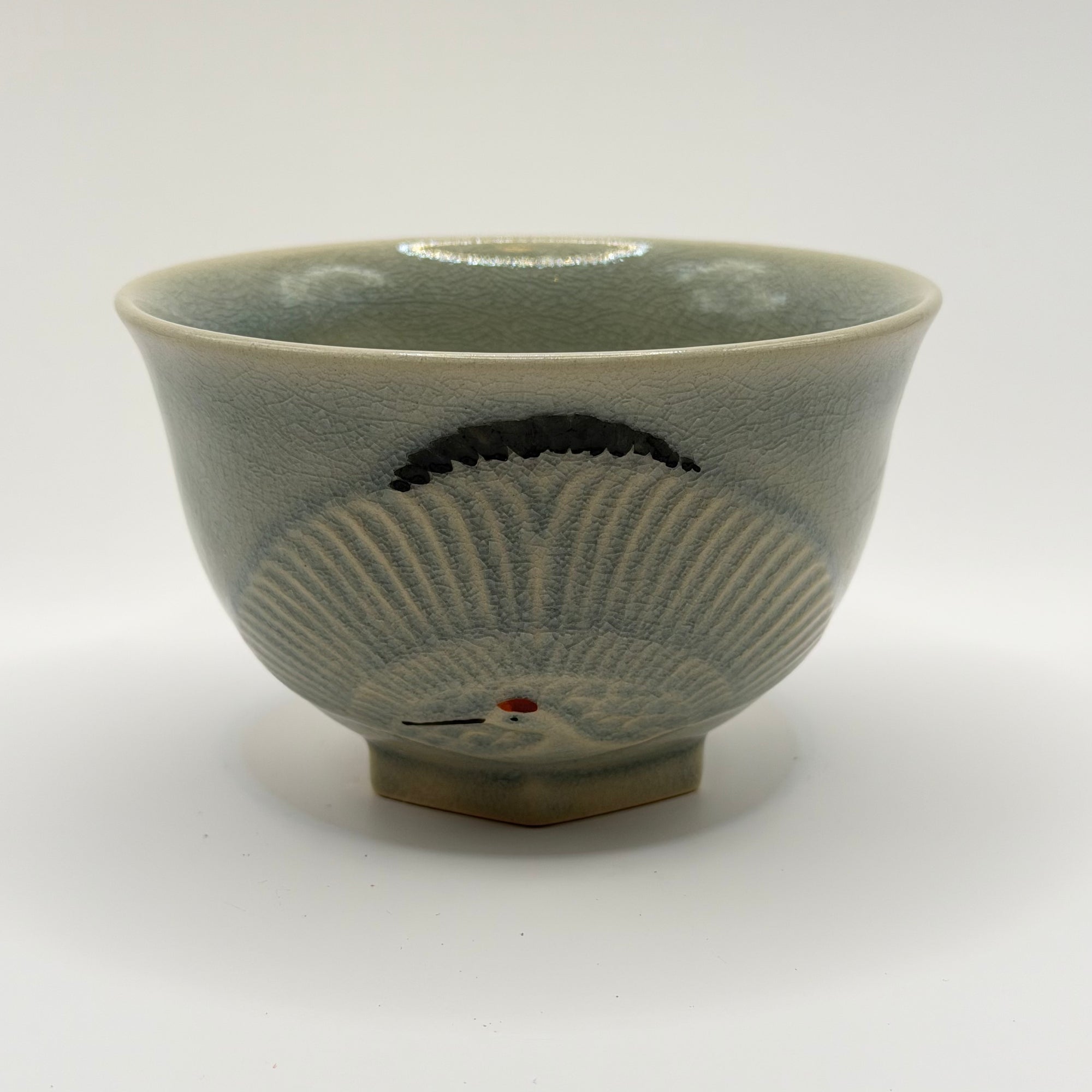 Bol à Matcha Céladon, Décor Grue et Tortue