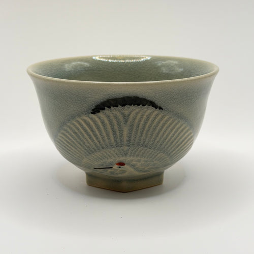 Bol à Matcha Céladon, Décor Grue et Tortue