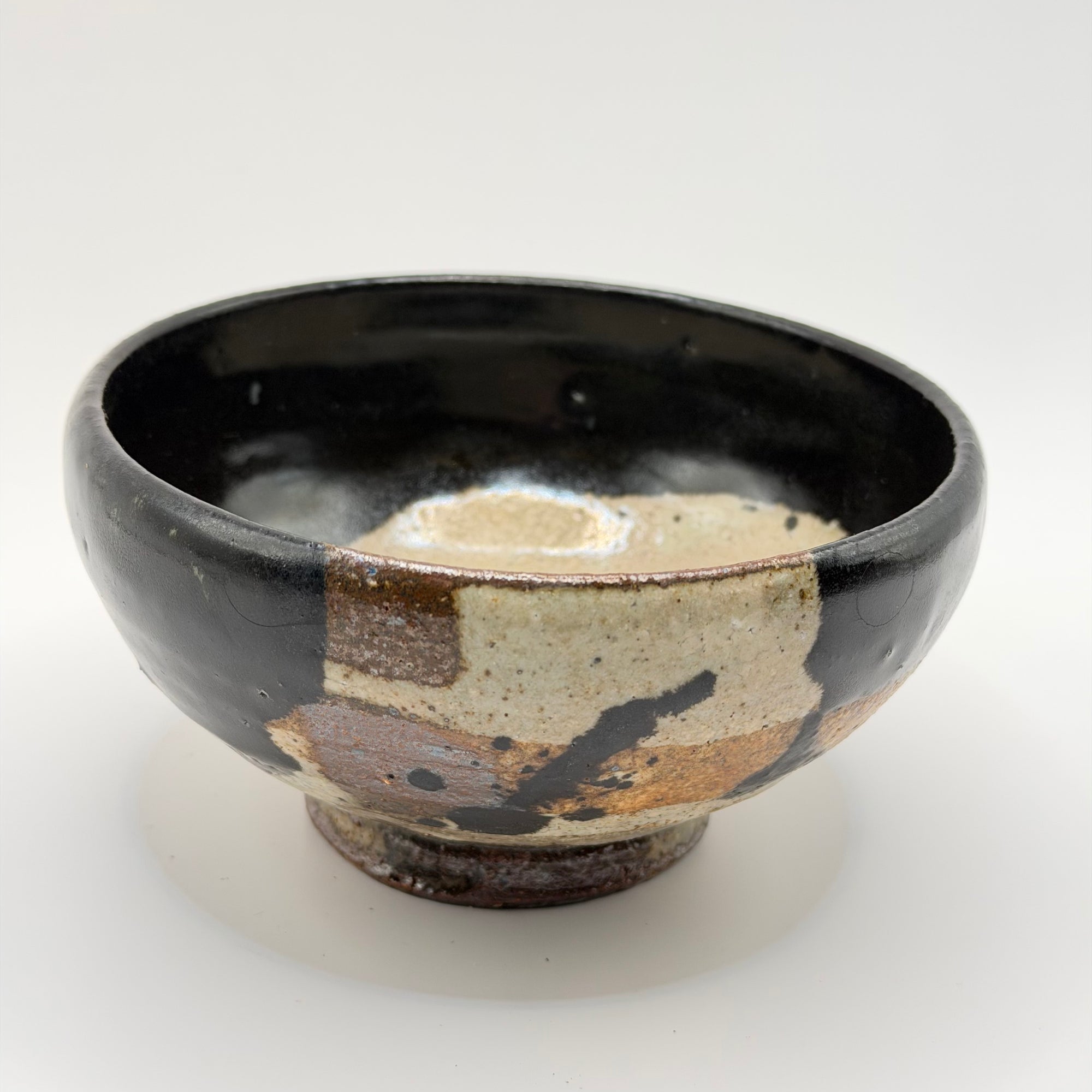 Bol à Matcha Noir et Blanc, Glaçure Contrastée