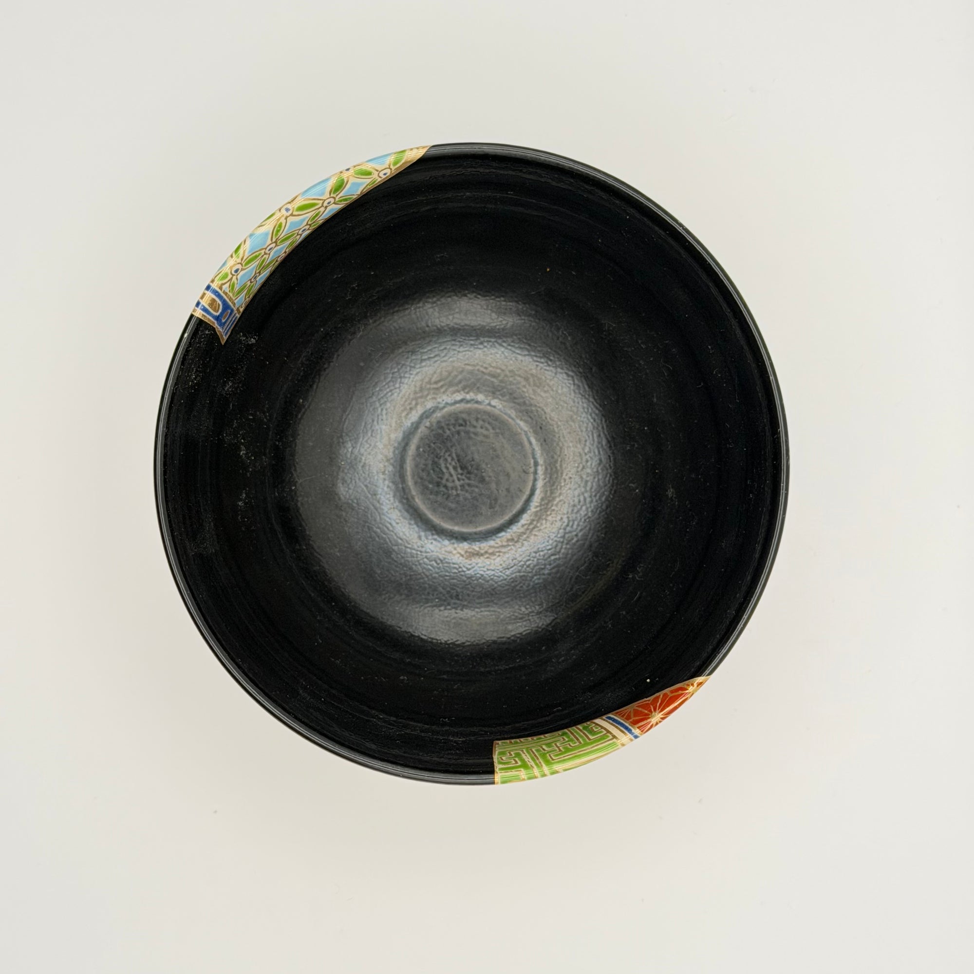 Bol à Matcha Décor d'Éventails et Paysages Dorés