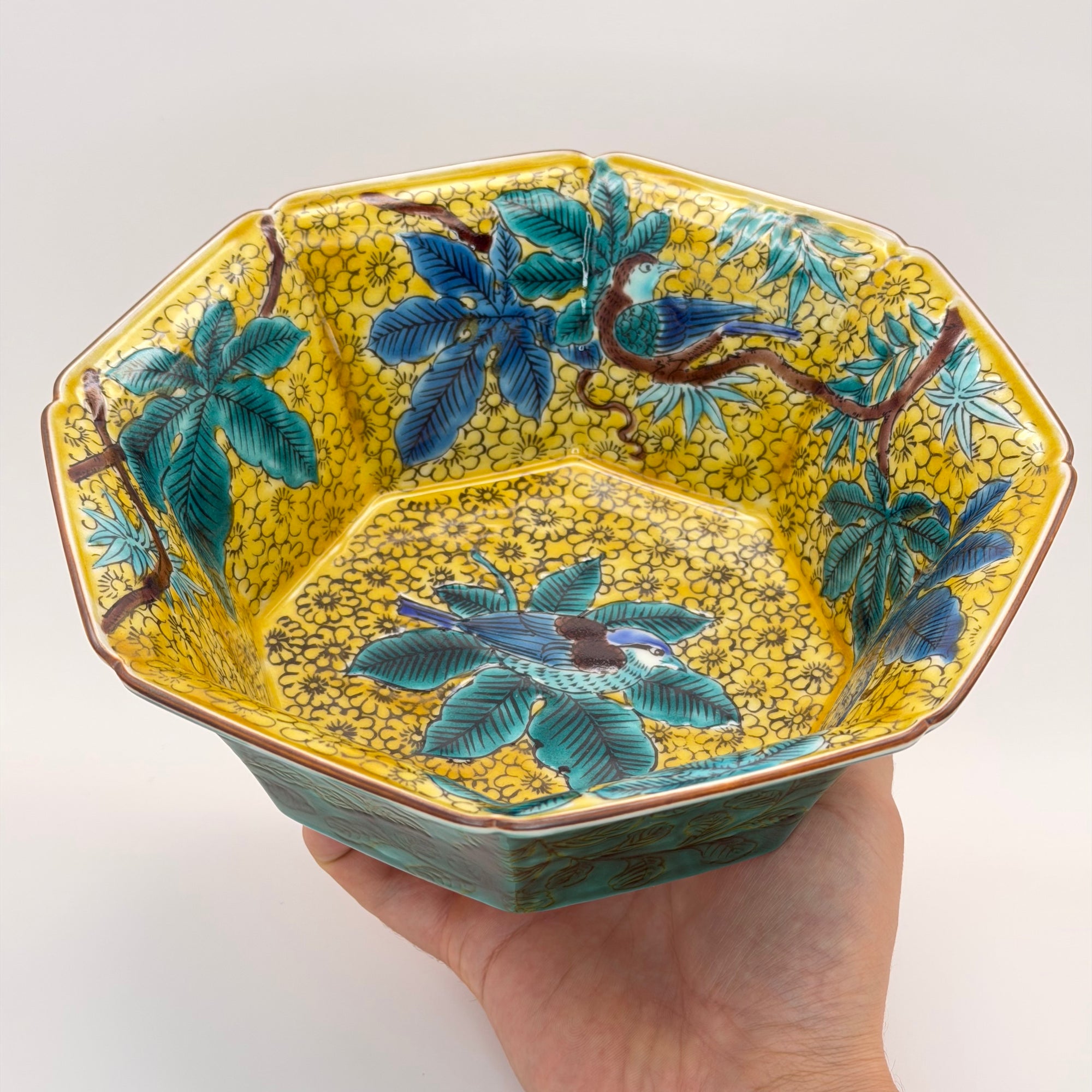 Grand bol Kutani aux Oiseaux