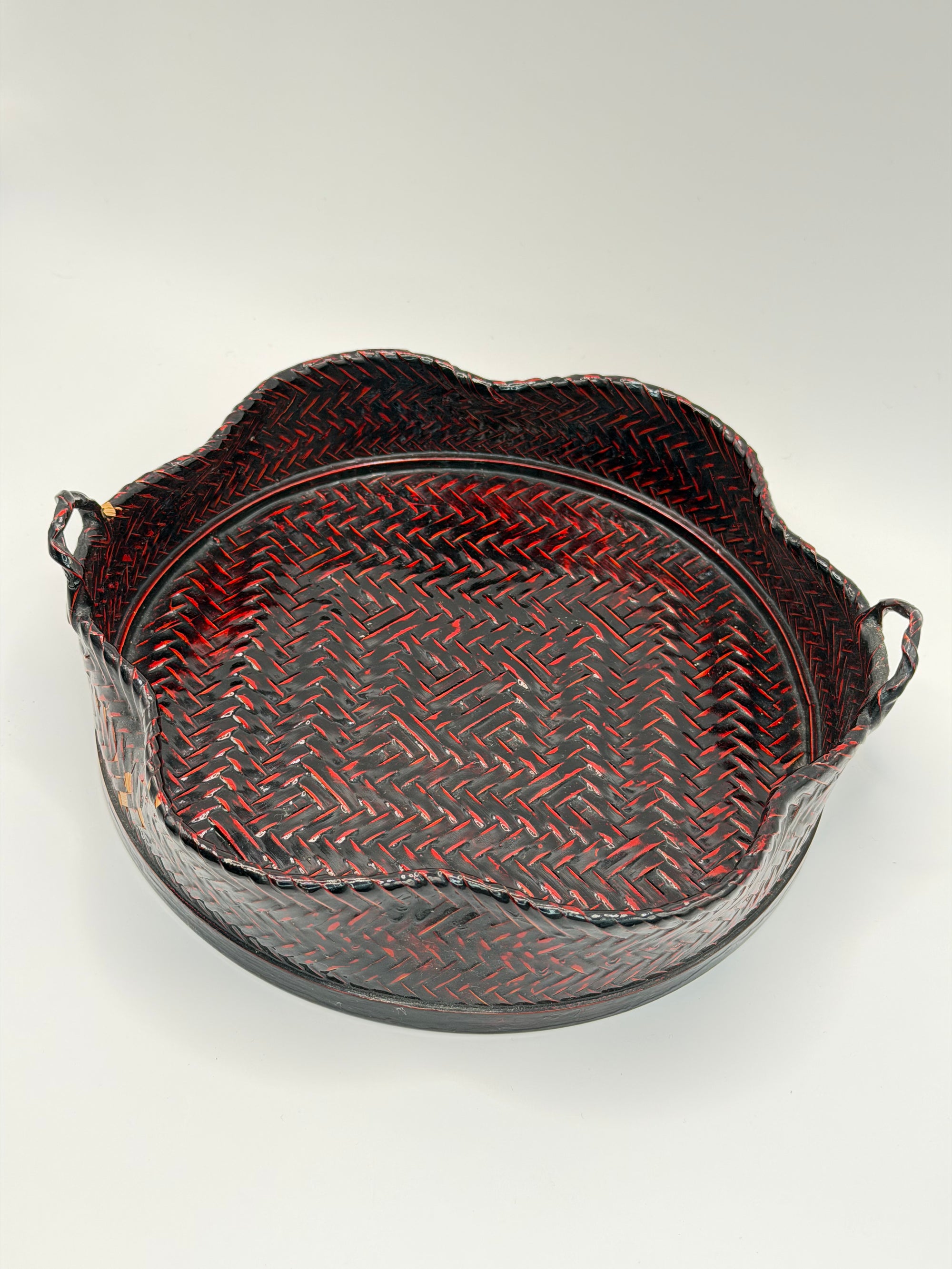 Plateau tressé laqué negoro