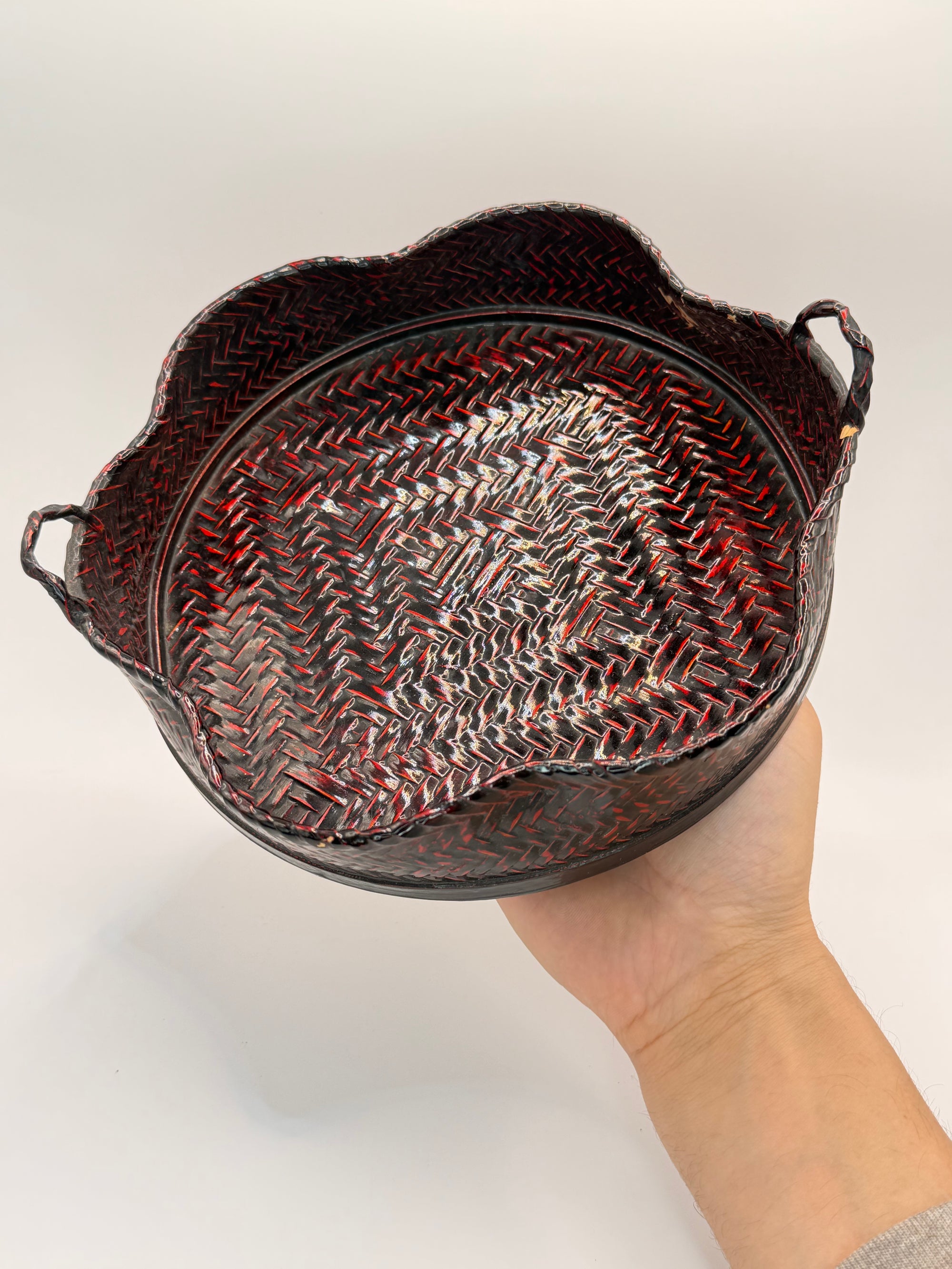 Plateau tressé laqué negoro