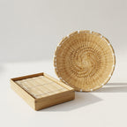 Coffret Soba d'été Dogou, plateau à soba en bambou 20x14 et zaru tressé main 20 cm