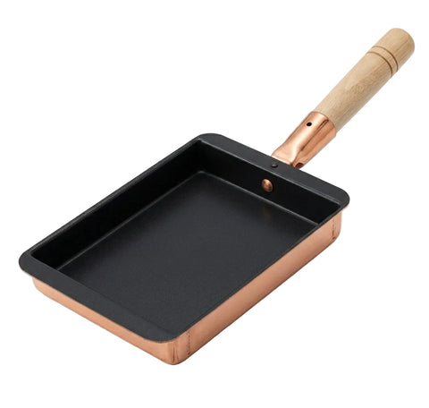 Copper tamagoyaki pan, wooden handle